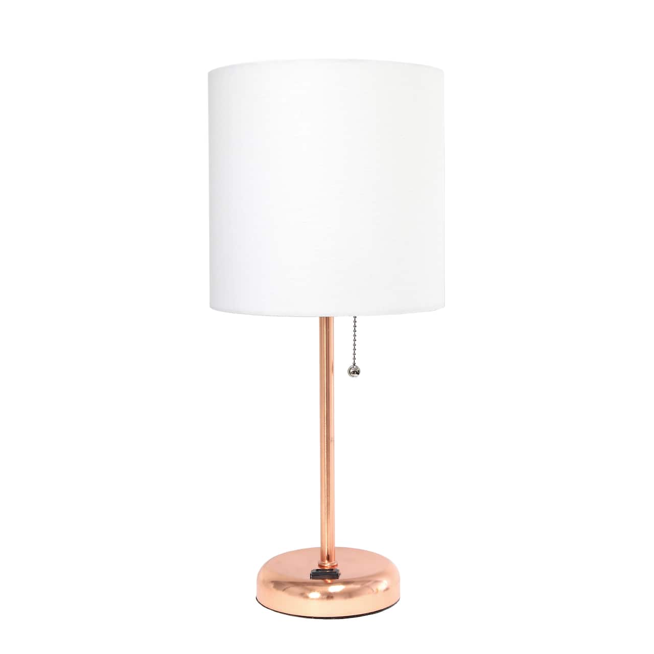 LimeLights White Shade Lamp with Charging Outlet